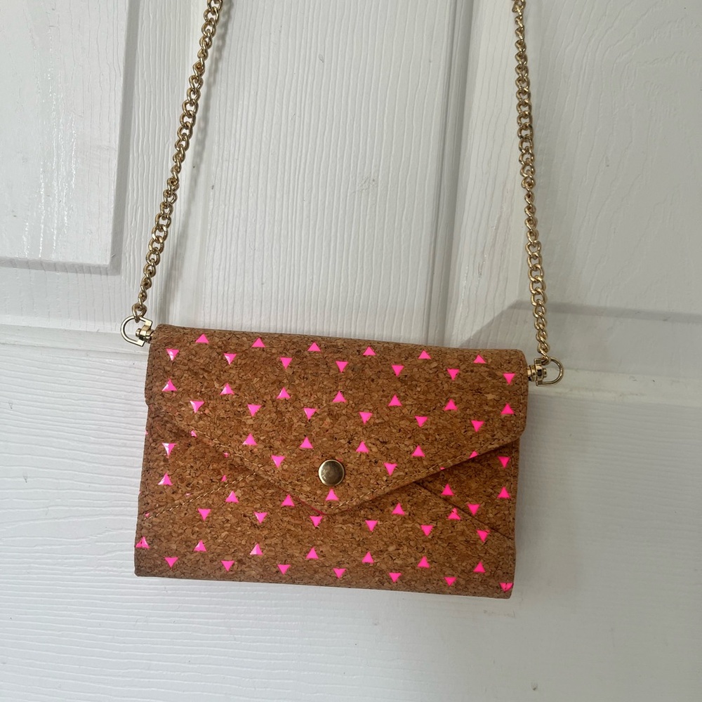 Cork and Pink Envelope Clutch/Crossbody